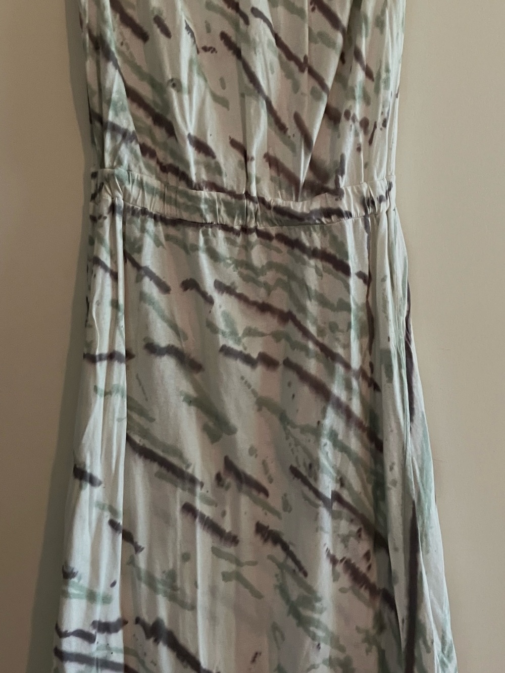 Alternative Light Blue and Green Tie-Dye Maxi Dress